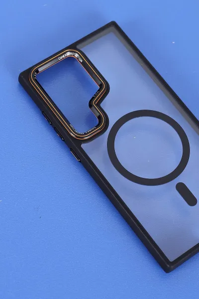 Siyah Samsung S24 Ultra Uyumlu Orbit Serisi Kamera Korumalı Magsafe Sert Silikon Telefon Kılıfı 404213
