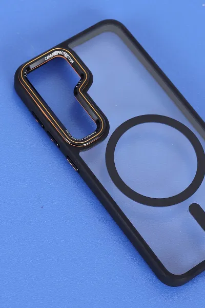 Siyah Samsung S24 Uyumlu Orbit Serisi Kamera Korumalı Magsafe Sert Silikon Telefon Kılıfı 404207