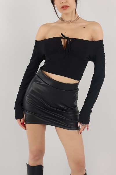 Siyah Sandy Kumaş Bluz 151670