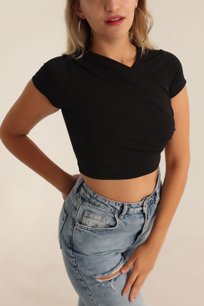 Siyah Sandy Kumaş Bluz 190567