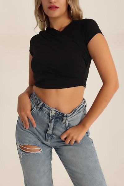 Siyah Sandy Kumaş Bluz 190567