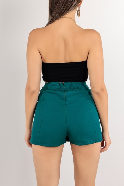 Siyah Sandy Kumaş Crop Bluz 117798
