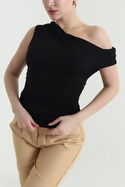 Siyah Sandy Kumaş Kadın Bluz 437777