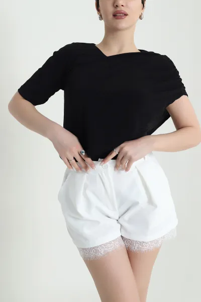Siyah Sandy Kumaş Kadın Bluz 448417