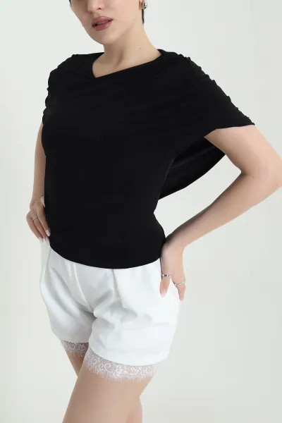 Siyah Sandy Kumaş Kadın Bluz 448417
