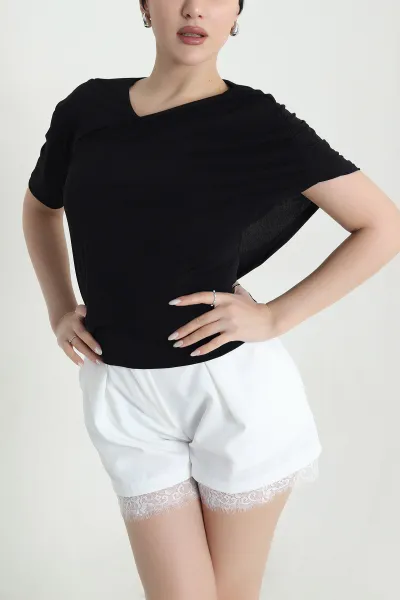 Siyah Sandy Kumaş Kadın Bluz 448417