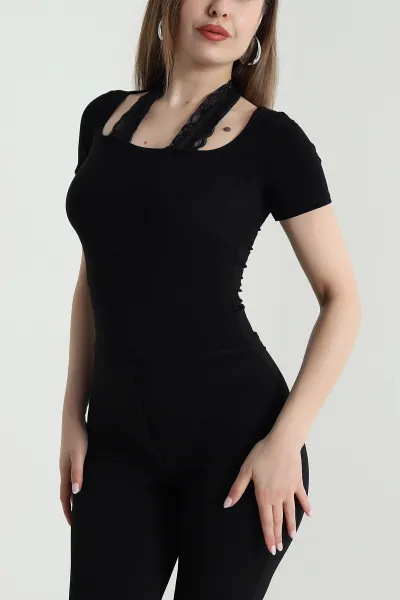 Siyah Sandy Kumaş Kadın Bluz 471327