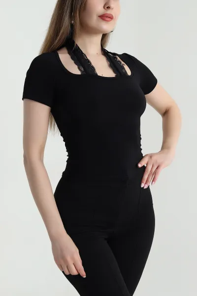 Siyah Sandy Kumaş Kadın Bluz 471327