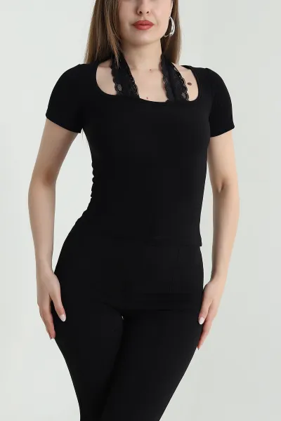 Siyah Sandy Kumaş Kadın Bluz 471327