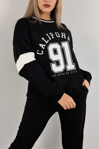 Siyah Şardonlu Baskılı Bayan Sweat 136900