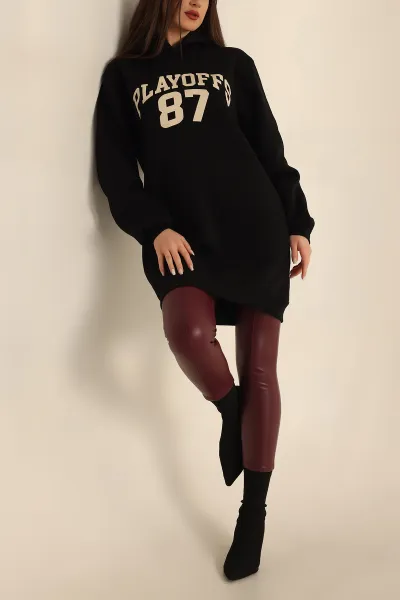 Siyah Şardonlu Baskılı Sweat Tunik 228100