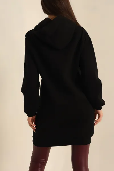 Siyah Şardonlu Baskılı Sweat Tunik 228100
