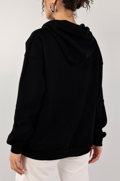 Siyah Şardonlu Fermuarlı Bayan Sweat 129054