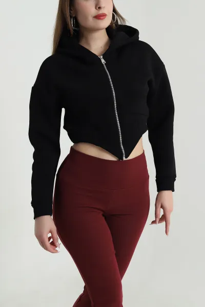 Siyah Şardonlu Korse Dikişli Kadın Sweat 489463