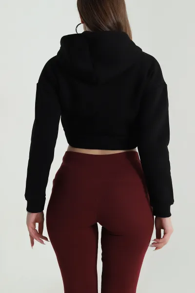 Siyah Şardonlu Korse Dikişli Kadın Sweat 489463
