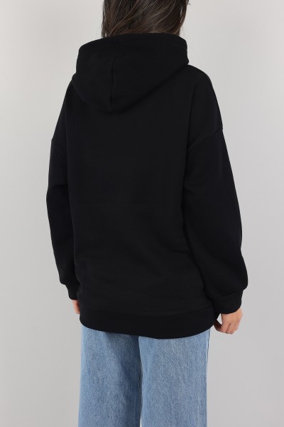 Siyah Şardonlu Nakışlı Sweat 150298