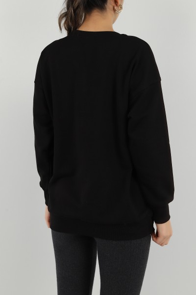 Siyah Şardonsuz Üç İp Bayan Sweat 149533