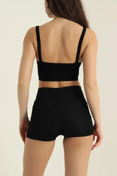 Siyah Seamless Askılı Crop Büstiyer 423253