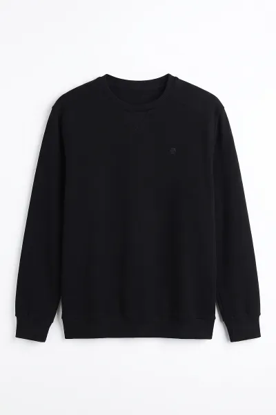 Siyah Selanik Bisiklet Yaka Erkek Sweatshirt 494734