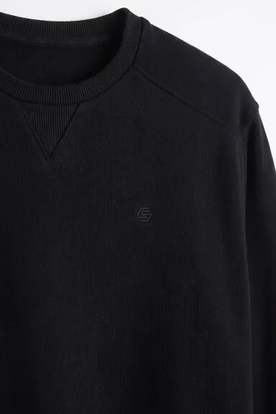 Siyah Selanik Bisiklet Yaka Erkek Sweatshirt 494734