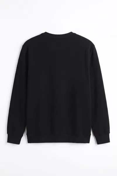 Siyah Selanik Bisiklet Yaka Erkek Sweatshirt 494734