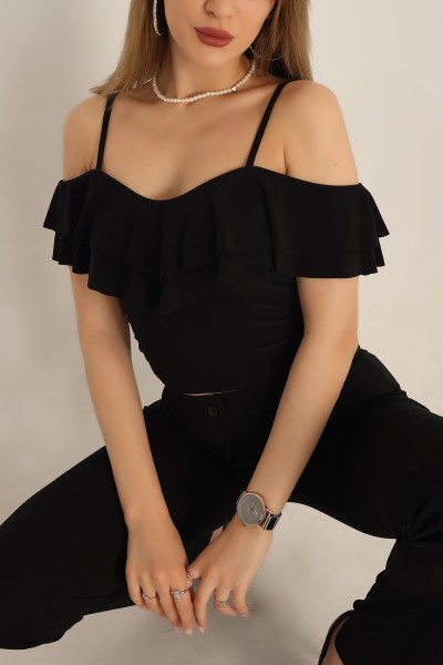 Siyah Sendy Kumaş Bluz 182346