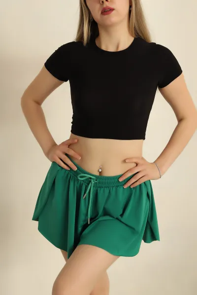 Siyah Sendy Kumaş Crop 257526