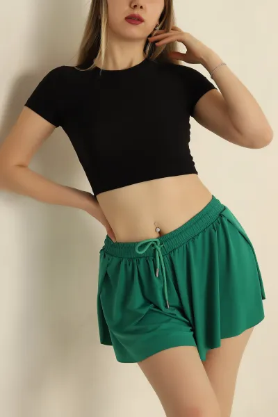 Siyah Sendy Kumaş Crop 257526