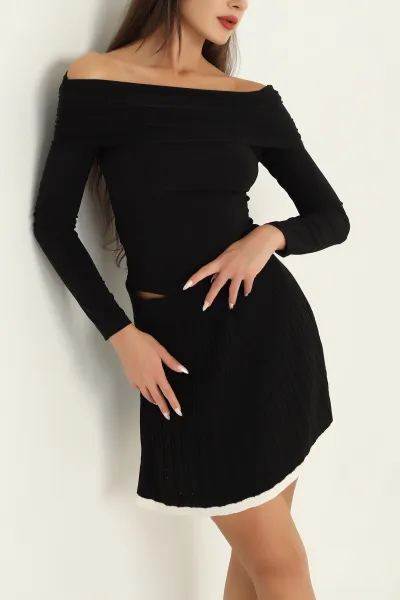 Siyah Sendy Kumaş Madonna Bluz 294431