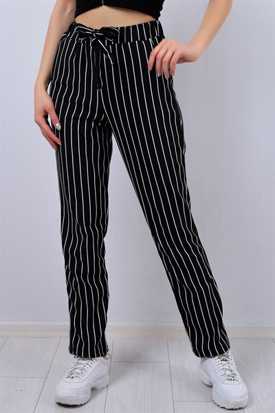 Siyah Şeritli Bayan Kumaş Pantolon 13010B