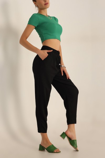 Siyah Seul Kumaş Pantalon 197567