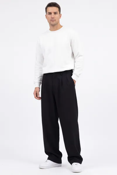 Siyah Sidney Kumaş Baggy Cep Detaylı Erkek Pantolon 498874
