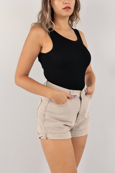 Siyah Sırt Çapraz Tasarım Bluz 126729