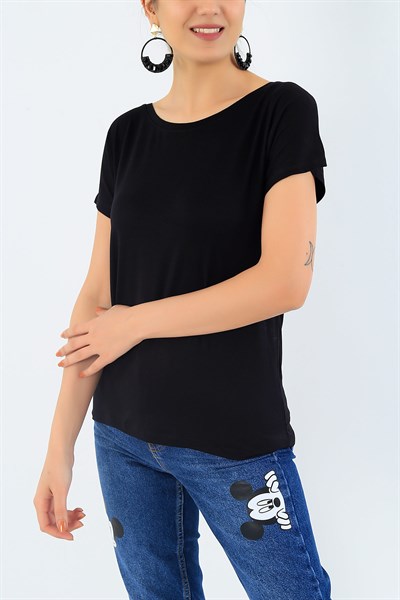 Siyah Sırt Detay Liikralı Bluz 35068