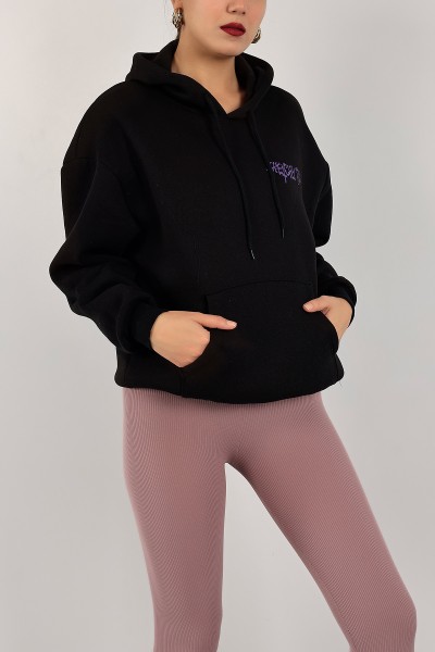 Siyah Sırtı Baskılı Şardonlu Sweat 143403