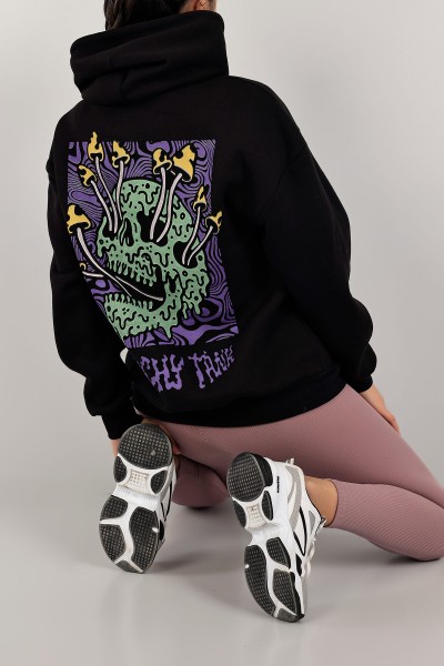 Siyah Sırtı Baskılı Şardonlu Sweat 143403