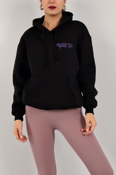 Siyah Sırtı Baskılı Şardonlu Sweat 143403