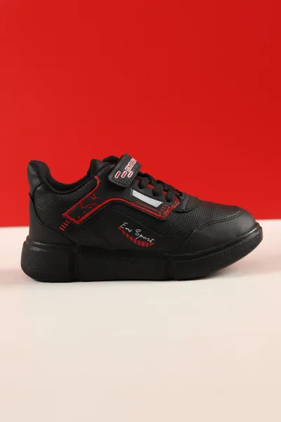 Siyah Siyah (31-35 Filet) Kalın Taban Cırtlı Erkek Çocuk Spor Ayakkabı 227999
