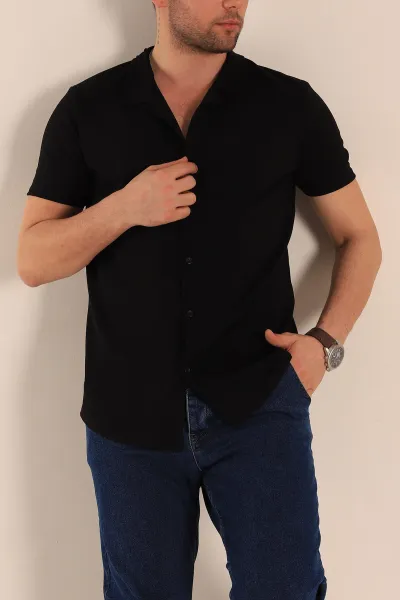 siyah-slim-fit-apas-yaka-erkek-krep-gomlek-260927