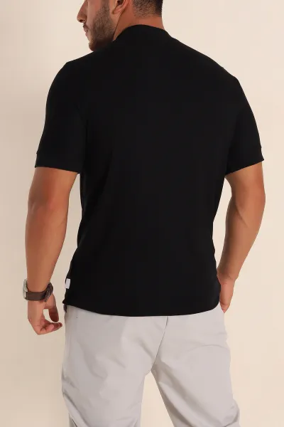 Siyah Slim Fit Basic Likralı Erkek Tişört 268490