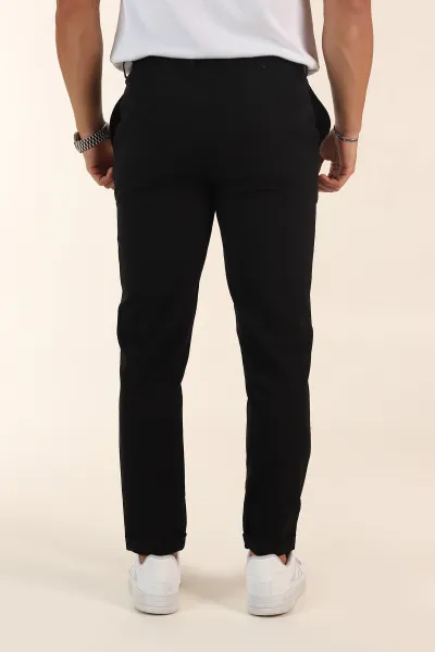 Siyah Slim Fit Bel Lastikli Duble Paça Erkek Jogger Pantolon 380946