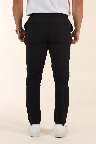 Siyah Slim Fit Bel Lastikli Erkek Jogger Pantolon 380943