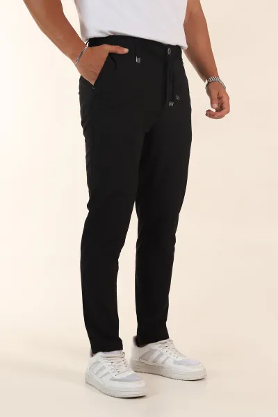 Siyah Slim Fit Bel Lastikli Erkek Jogger Pantolon 380943