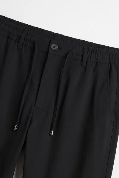 Siyah Slim Fit Belden Bağlamalı Erkek Pantolon 493213