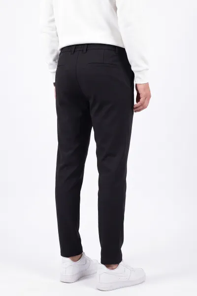 Siyah Slim Fit Belden Bağlamalı Erkek Pantolon 493277