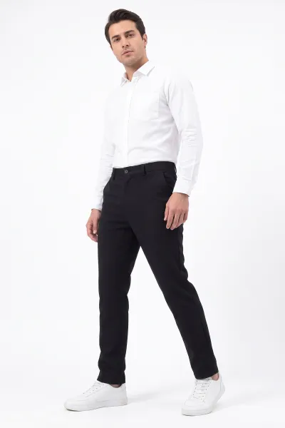 Siyah Slim Fit Cep Detaylı Erkek Pantolon 493265