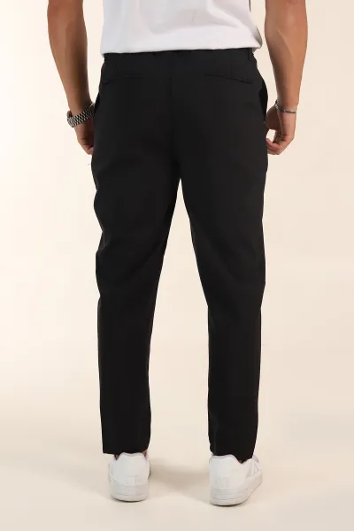 Siyah Slim Fit Çimalı Bel Lastikli Erkek Jogger Pantolon 380953