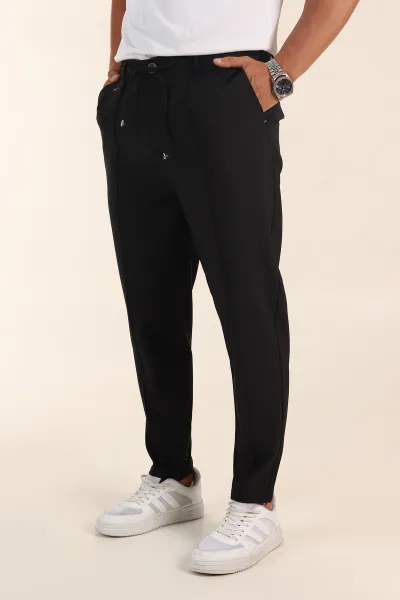 Siyah Slim Fit Çimalı Bel Lastikli Erkek Jogger Pantolon 380953