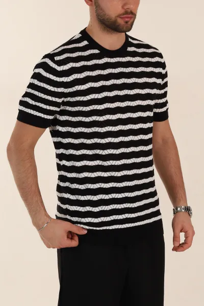 siyah-slim-fit-cizgili-bisiklet-yaka-erkek-triko-tisort-358310