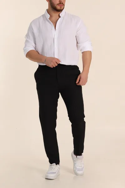 siyah-slim-fit-cizgili-gofre-kumas-erkek-pantolon-351862